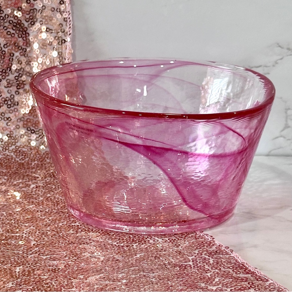 KOSTA BODA Pink Swirl Art Glass Mine 6” Bowl By Ulrica Hydman-Vallien - GORG! - Picture 8 of 16
